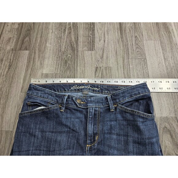 Eddie Bauer Jeans Womens 8 Curvy Trouser Denim Pants Wide Leg Specially Dyed - Picture 11 of 15